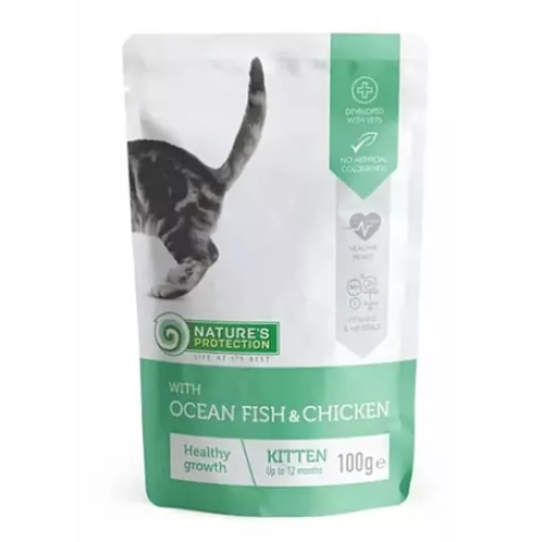 Nature's Protection 100g Healthy Growth ((Ocean Fish & Chicken)) Kitten 保然主食濕包 幼貓 健康成長 海魚+雞肉 100克 (KIP88) 新舊包裝隨機 (EXP: 03月/2028)